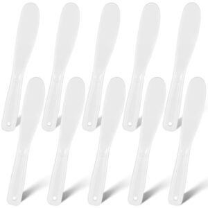 ملعقة مسطحة لكمامات الوجه من تزويق، ملعقة بلاستيكية للاستعمال مرة واحدة، لقناع الجيلي ولوشن العناية بالبشرة والوجه، ادوات مغرفة المكياج، مناسبة للعناية بالجمال المنزلي (10 قطع/ ابيض)