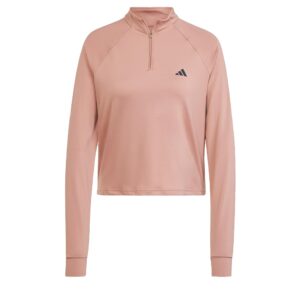 بلوزة رياضية ترين اسنشيالز مينيمال براندنج مزودة بسحاب 1/4 مخفي للنساء من اديداس