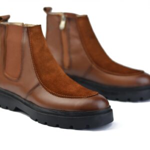 حذاء هاف بوت للرجال من الجلد الطبيعي والشمواه ونعل مطاطي مضاد للانزلاق عالي الجودة