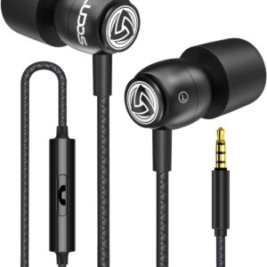 Ludos Clamor Wired Earbuds in-Ear Headphones, 5 Years Warranty, Earphones with Microphone, Noise Isolating Ear Buds for School, Kids, Women, Small Ear