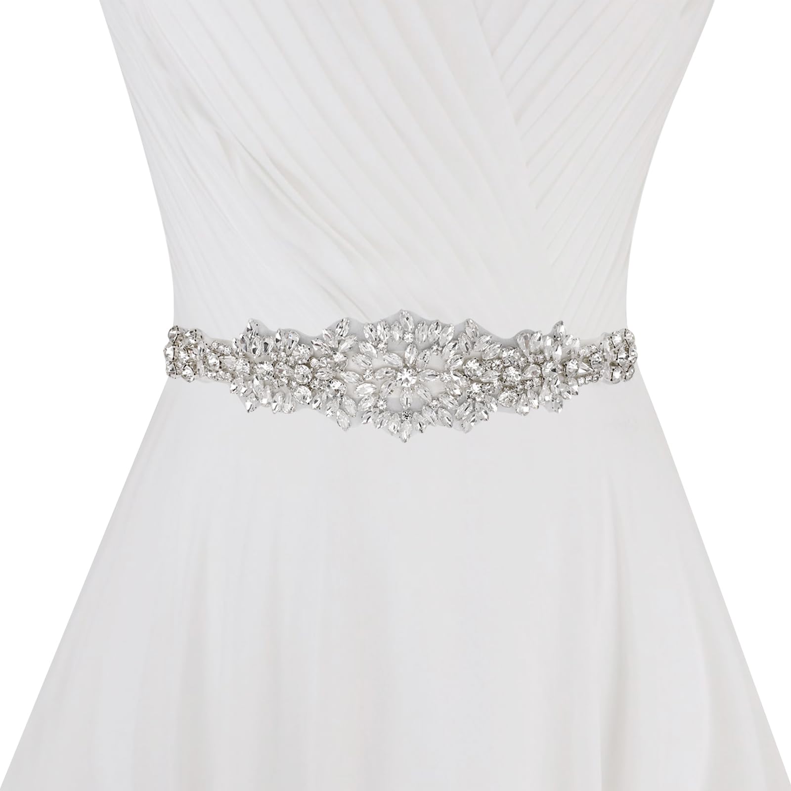 61LExweVaVL حزام زفاف مصنوع يدويا من الماس الكريستالي مع شريط ابيض عاجي لفستان الزفاف للنساء والفتيات من ايفهيرف