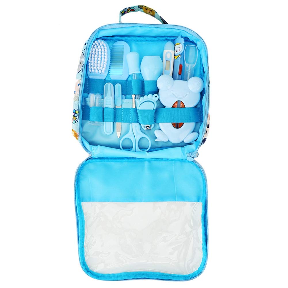 61Loy-b8zPL مجموعة ادوات الرعاية والعناية الشخصية لاظافر الاطفال ادوات تنظيف يومية مع شنطة تخزين مريحة 13 قطعة لون ازرق من كينلورجو