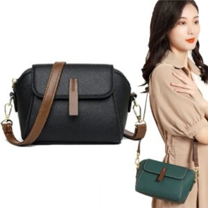 شنطة كروس عصرية ومتعددة الاستخدامات مصنوعة من الجلد الناعم الفاخر الخفيف من اوكيهي، شنطة كتف بسعة كبيرة متعددة الجيوب للنساء، أسود