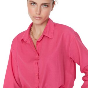 قميص بقصة فضفاضة من القطن المنسوج TWOAW20GO0107 للنساء من ترنديول