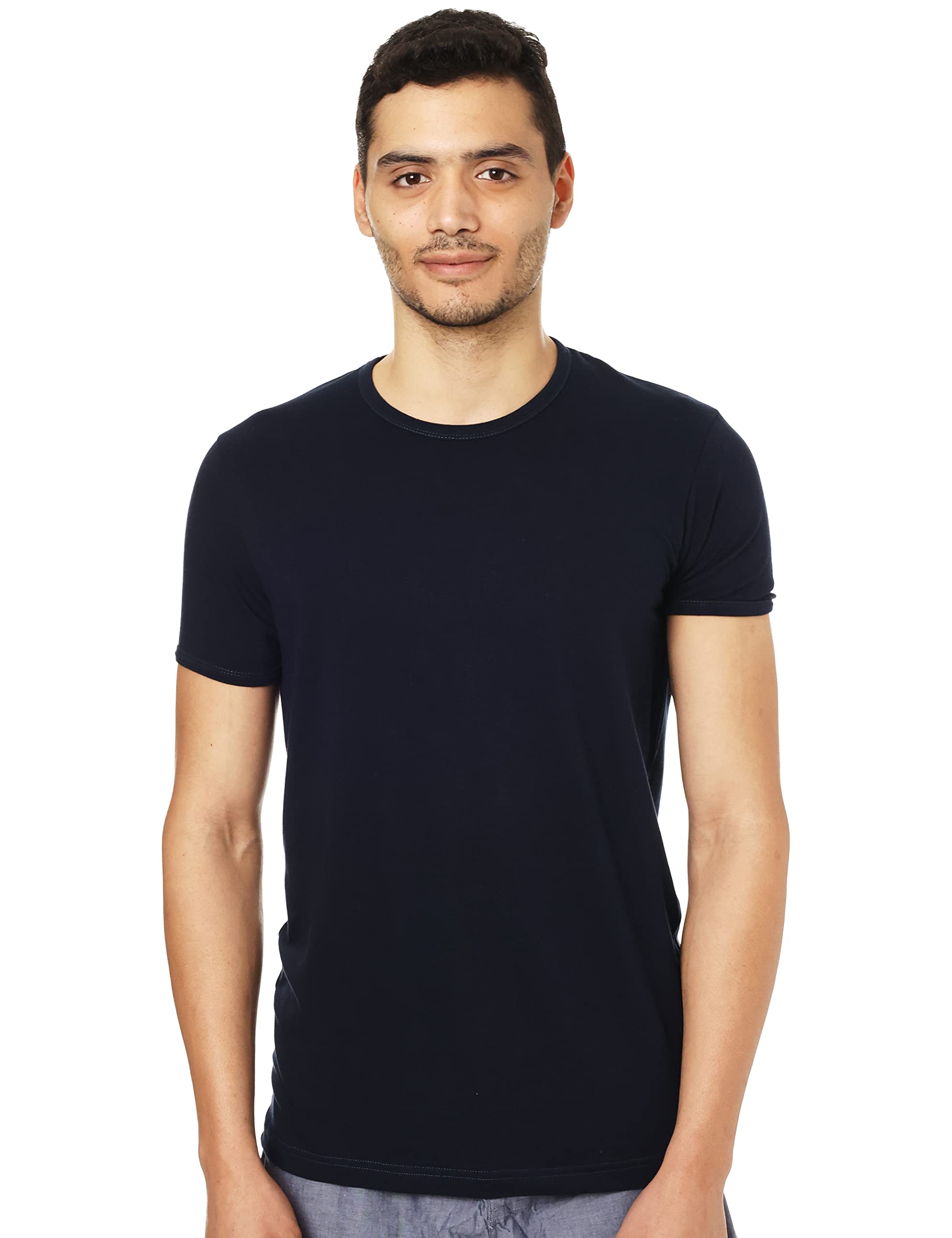 61MO1X9i98L فانلة سادة برقبة دائرية واكمام قصيرة للرجال من هيرو بيسيك (عبوة قطعة واحدة)