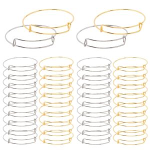 40 قطعة من الاساور القابلة للتوسيع بلونين، مجموعة اساور حلقية سلكية قابلة للتعديل، اساور حلقية فضية دائرية رقيقة لا تسبب الحساسية، اساور فضية فارغة، لوازم صنع المجوهرات، اكسسوارات الاساور والحرف