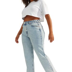 بنطلون جينز بقصة مستقيمة للنساء موديل TBBAW24CJ00045 من ترنديول، مقاس كبير