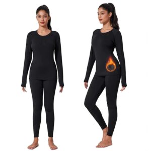 طقم ملابس داخلية حرارية مبطنة بالصوف للنساء، لطيفة على البشرة لصحة أفضل، بدون وبر او بهتان للتمرين والتزلج والجري والمشي لمسافات طويلة في اي مناسبة في الحياة اليومية من ييليما