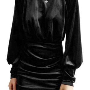 فستان نسائى أسود قطيفة انيق