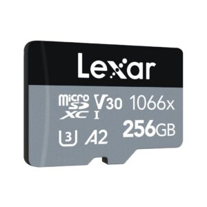 Lexar professional 1066x micro sdxc silver series uhs-i memory card with sd adaptor 160mbps, 256gb capacity