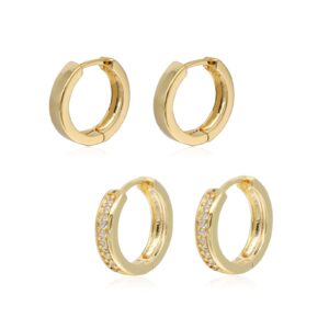 اقراط حلقية للنساء والبنات من كرستودنت، اقراط صغيرة وخفيفة الوزن مطلية بالذهب عيار 18 قيراط ومضادة للحساسية لغضروف الاذن