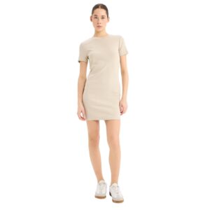 ديفاكتو فستان ضيق محبوك باكمام قصيرة ورقبة على شكل حرف C وتنورة قصيرة الاكمام للنساء C1503AX