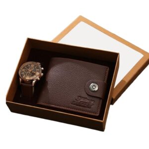 ساعة من جودرن للرجال مع محفظة في علبة هدية، مجموعة هدايا كوارتز مقاومة للماء