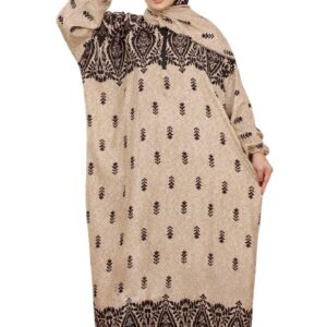 إسدال إسلامي من 100% قطن فسكوز لا ينكمش مع الغسيل بتصميم واسع مزود بحجاب، مناسب للصلاة واستقبال الضيوف