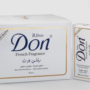 زيت عطري فرنسي رول اون من رفاس دون، خاليا من الكحول، 6 مل، عبوة من 12 قطعة، أبيض