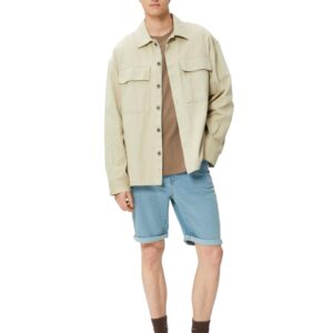 شورتات جينز برمودا بقصة ضيقة سليم فت ومطوية وأزرار للرجال من كوتون