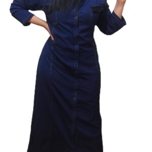 عباية من جمال سونز فور عباية للنساء، مصنوعة من الدينيم، باللون الأزرق الداكن، مقاس كبير جداً، بتصميم عصري كلاسيكي