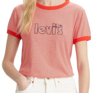 تيشرت بقصة مثالية بحواف بلون مختلف حول الياقة والأكمام حريمي من ليفايس