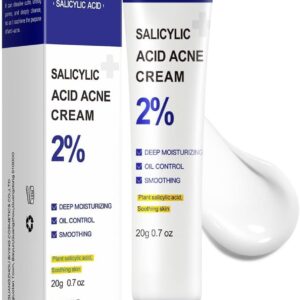 كريم علاج لازالة البثور بحمض الساليسيليك بنسبة 2% وبقع حب الشباب الشفافة للبشرة الدهنية المعرضة لحب الشباب ويقلل الاحمرار ويخفف من حب الشباب ويزيل المسام المسدودة والعناية بالبشرة للنساء والرجال 0.7 اونصة
