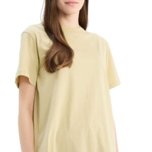 ديفاكتو بلوزة طويلة محبوكة باكمام قصيرة ورقبة على شكل حرف C وقصة عادية للنساء من سي ان اس، لون بيج، مقاس L