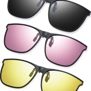 نظارات شمسية بمشبك كاستويف من 3 ازواج مستقطبة مضادة للتوهج باطار TR90 قابل للطي للنساء والرجال تقلل الوهج ورؤية عالية الوضوح شفاف