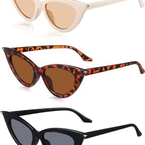 نظارات شمسية ريترو بتصميم عين القطة من اكس سبرينج، مجموعة من 3 نظارات حماية من الاشعة فوق البنفسجية 400، نظارات شمسية عصرية كبيرة الحجم للنساء، اطار مريح خفيف الوزن للانشطة الخارجية والعصرية