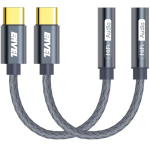 ENVEL USB C to 3.5mm Female Headphone Adapter, Type C to Aux Audio Jack Cable Compatible with Samsung Galaxy S23 S22 S21 S20 FE Ultra S20+ Plus,iPad Pro 2022/2021/2020/2018,Google Pixel 5/6/7