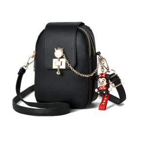 اليكدون شنطة كروس صغيرة انيقة للسيدات مع حزام قابل للتعديل خفيفة الوزن نمط سادة كتف مقاومة للماء يد متعددة الاغراض أسود