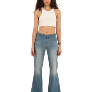 بنطلون جينز بقصة ضيقة وواسعة وجيوب امامية للنساء من استك (عبوة من قطعة واحدة)