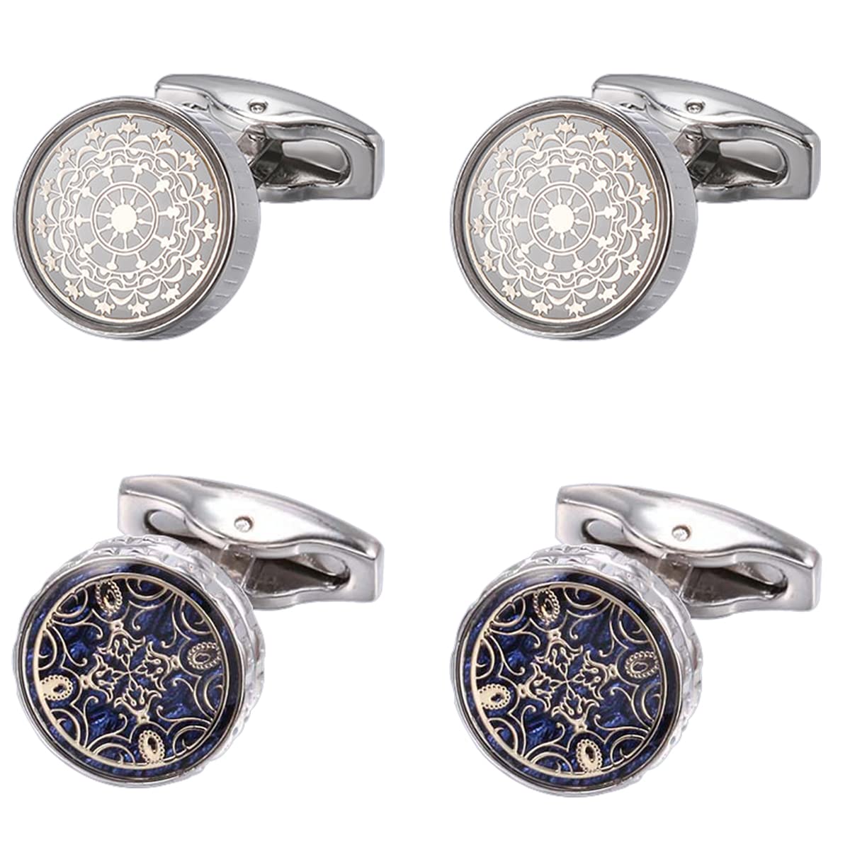 61Rf7RRvXoL ازرار اكمام كلاسيكية للرجال من بوجان، ازرار اكمام من الستانلس ستيل لاكسسوارات القمصان فريدة من نوعها للعريس وهدايا الزفاف