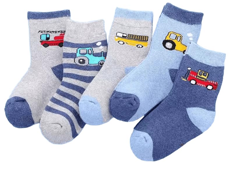 61Ri6B2wyoL جوارب سمارتيدج اطفالى، بطبعة عربيات الكاحل، جوارب شتوى مبطن من الداخل ، تصميم جديد، مقاسات ميديم ، 5 أزواج مع هدية، متعددة الألوان.