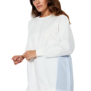 سويت شيرت تونيك TCTSS23UK00092 بنسيج محبوك، قصة واسعة وبتفاصيل قماش منسوجة للنساء مناسب للحجاب من ترينديول