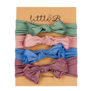مجموعة ربطات رأس للأطفال مكونة من ليتل بي، 4 قطع، ألوان زاهية متعددة الألوان