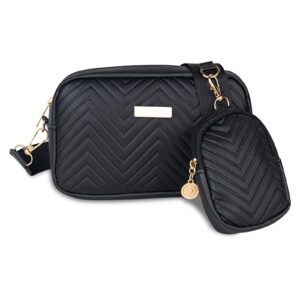 شنطة كروس صغيرة للنساء بحزام عريض قابل للتعديل - شنطة كتف خفيفة الوزن للسفر والاستخدام اليومي والجوال والاساسيات - شنطة يد سوداء انيقة للنساء والفتيات