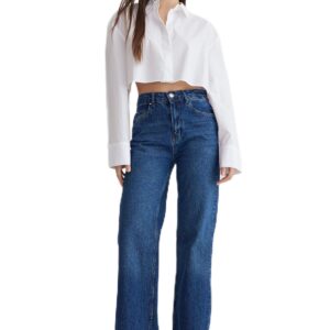 بنطلون جينز بخصر مرتفع وارجل واسعة للنساء، طراز Twoss25Je00065 من ترنديول