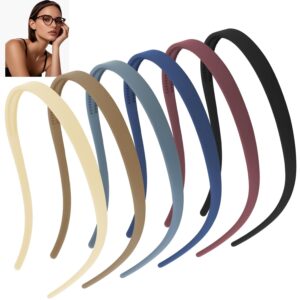 6 قطع من عصابات الرأس لمرتدي النظارات، عصابات شعر رفيعة كاستويف بدون صداع غير قابلة للانزلاق مع اسنان، عصابة راس مريحة للنظارات الشمسية للنساء والفتيات، تصميم مربع على شكل حرف U للنظارات