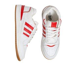 حذاء رياضي من الجلد BM8 للبالغين من الجنسين من ناو شوز، أبيض وأحمر