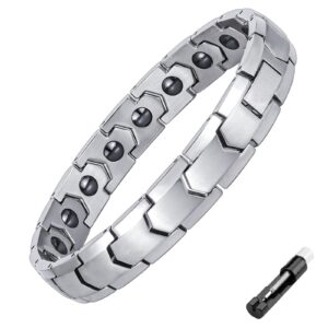 إسورة مغناطيسية للرجال، مصنوعة من الستانلس ستيل والهيماتيت، بلون أسود وتصميم كلاسيكي، مقاس 21.49 سم