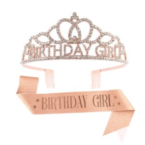 شريط راس تاج من بابوريتش، شريط راس للفتيات لاعياد الميلاد، تاج الاميرة من حجر الراين، اكسسوارات عيد ميلاد سعيد للنساء والفتيات لحفلات الزفاف واعياد الميلاد (ذهبي وردي)