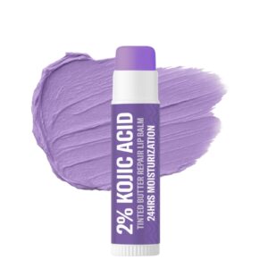 مرطب شفاه بزبدة ملونة بحمض كوجيك 2% مع 1% اربوتين الفا وحمض الجليكوليك ترطيب 24 ساعة | للشفاه الداكنة والصبغية والجافة والقشرية | مرطب شفاه دي تان | للرجال والنساء من بيك - 5 جم