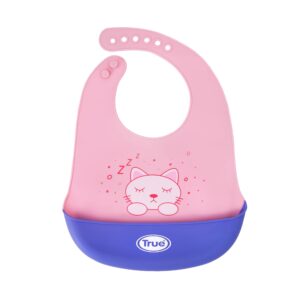 مريلة سيليكون من ترو جولد، مزودة بجيب، بلون وردي