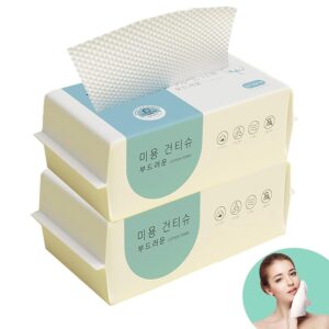 منشفة وجه بوليفيا للاستعمال مرة واحدة للتنظيف العميق مناديل قطنية جافة للوجه متعددة الاغراض للعناية بالبشرة مكياج ومزيل المكياج عبوة من قطعتين