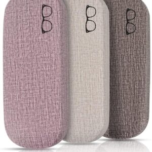 ارويكت حافظة نظارات صدفية صلبة محمولة للجنسين من 3 قطع بلون بني