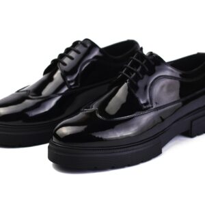 حذاء كلاسيكي فرنيه للرجال بكعب مصنوع من اسكاى عالى الجودة جذاب ونعل مقاوم للانزلاق - لون اسود