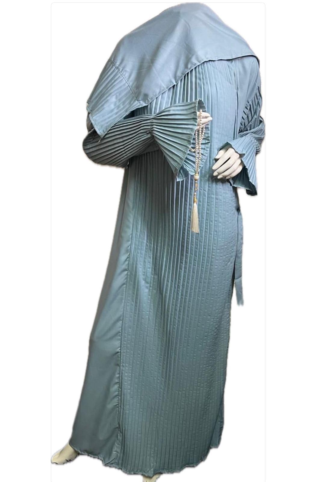 61WuhAIH1pL اسدال صلاة حريمي من قطعة واحدة مع غطاء رأس بشريط مطاطي بني فاتح