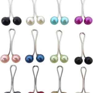 دبوس حجاب لطيف مرصع بالكريستال وحجر الراين واللؤلؤ، دبابيس بروش لسكارف الرأس والشال والسكارف والحجاب الإسلامي، دبابيس أمان أزرار لتزيين فستان الزفاف، مجموعة من 12 قطعة