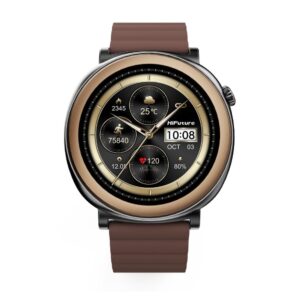 HiFuture AURORA Smartwatch, 1.43 Inch Amoled Display, Wireless Calling, Magnetic Strap, Syntra AI, IP68 Waterproof, Heart Rate Monitoring, Sleep Quality Analysis, Sports Mode, Classic Brown