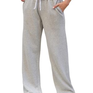 بنطلون رياضي للنساء بارجل واسعة وخصر مرتفع ورباط داخلي واسع، سروال رياضي بقصة مستقيمة