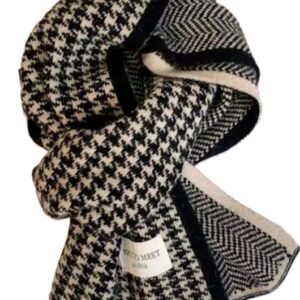سكارف كاجوال منسوج للنساء بشكل مربعات ونقشة هوندز توث مصنوع من البوليستر، مناسب لفصول الربيع والخريف والشتاء من نيكاتو ميك، لون بني (Camel)