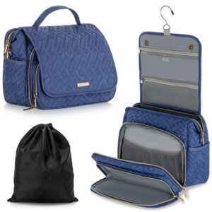 الفيروس شنطة سفر معلقة لادوات الزينة للنساء، منظم مستحضرات تجميل كبير مقاوم للماء، ملحقات دش الحمام، حقيبة دوب للحلاقة، ادوات الزينة، ازرق، M